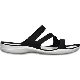 Chinelos femininos da Crocs Swiftwater Sandal W preto e branco 203998 066