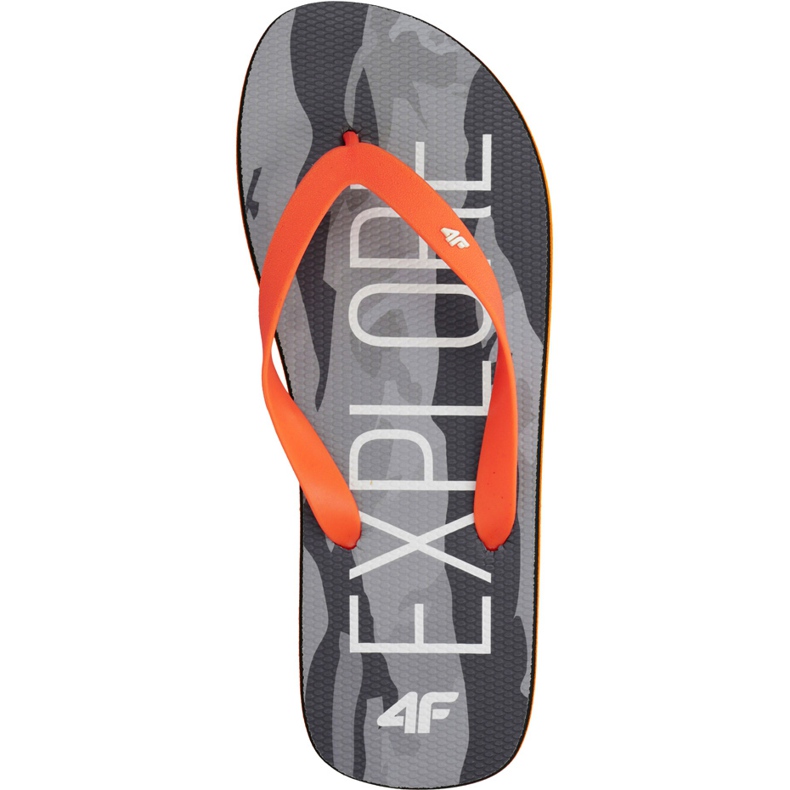 Chinelos masculinos 4F preto profundo laranja H4L19 KLM001 20S cinza