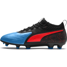 Chuteiras Puma One 19.2 preto azul vermelho Fg Ag 105484 01 multicolorido