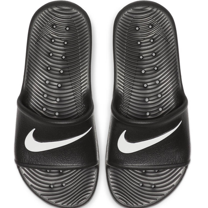 Chinelos Nike Kawa Shower GS / PS pretos BQ6831 001 branco