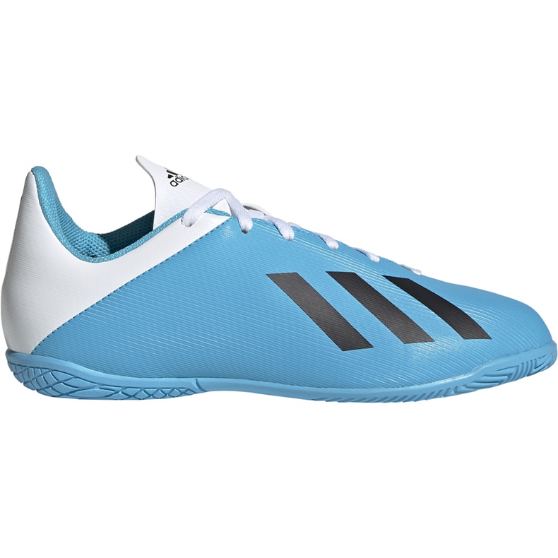 Chuteiras adidas X 19.4 em Junior azul e branco F35352