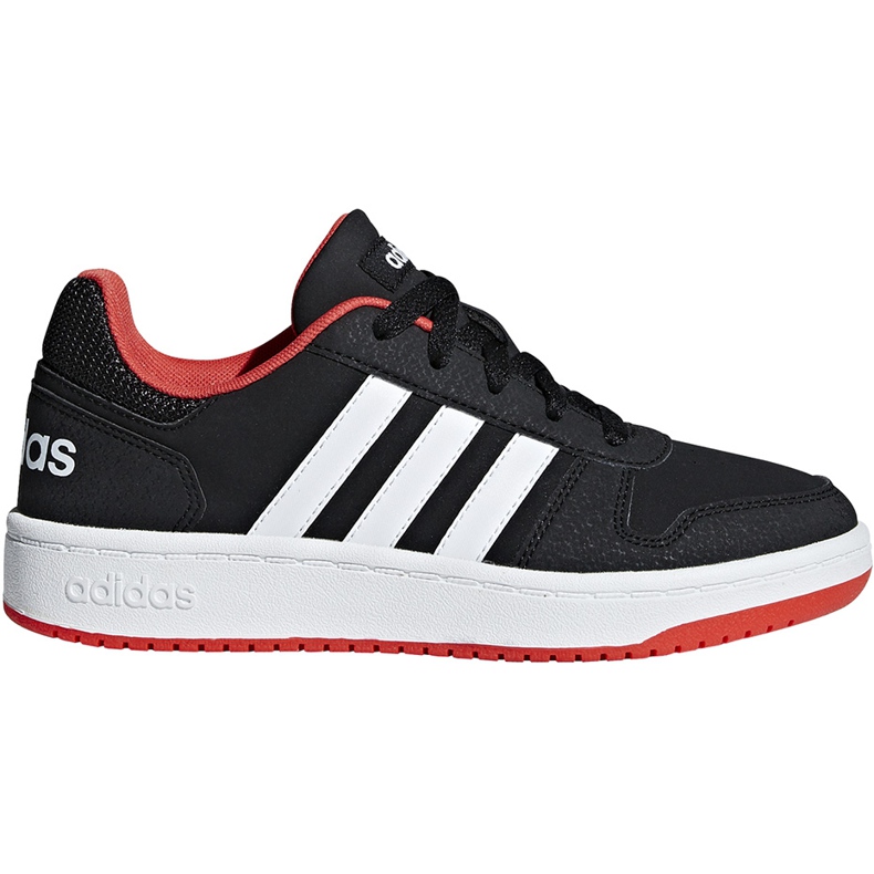 Sapatos infantis Adidas Hoops 2.0 K preto-vermelho B76067 branco