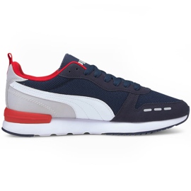 Sapatos masculinos Puma R78 azul marinho-branco-cinza-vermelho 373117 24 azul-marinho multicolorido