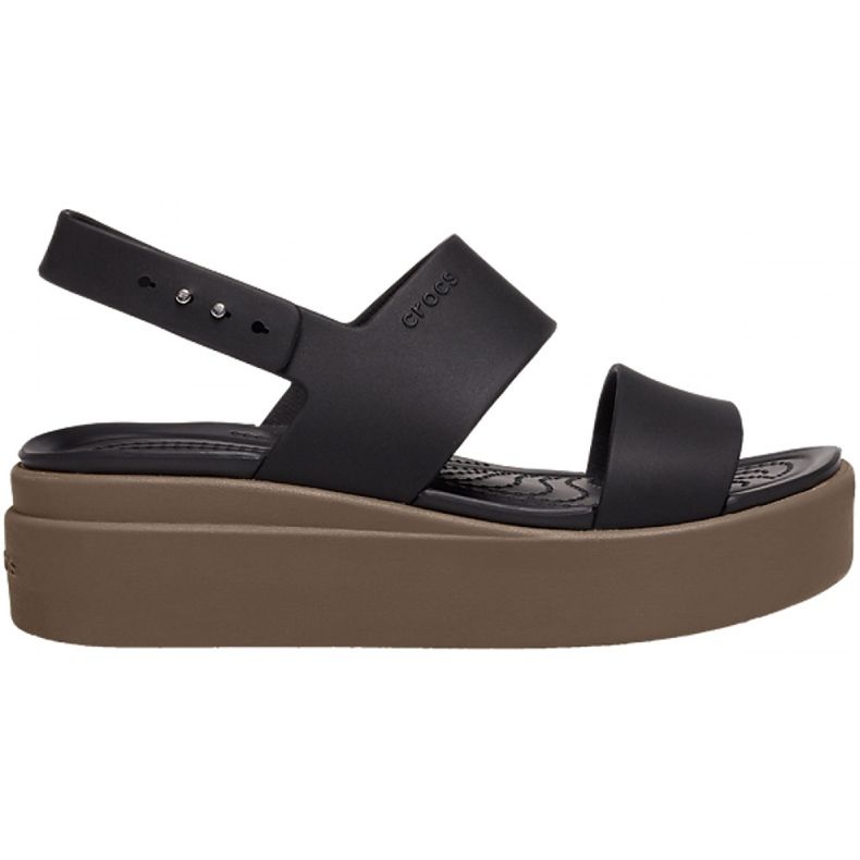 Sandálias femininas Crocs Brooklyn Low Wedge W marrom 206453 07H preto