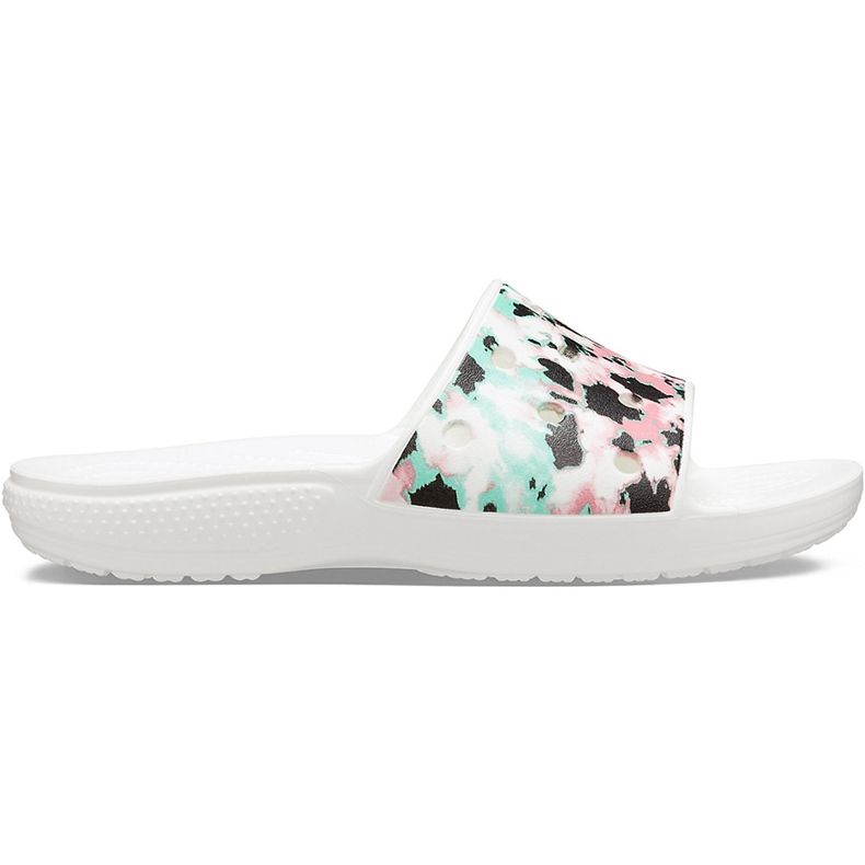 Crocs feminino clássico Crocs Tie Dye Mania Slide 206481 928 branco multicolorido