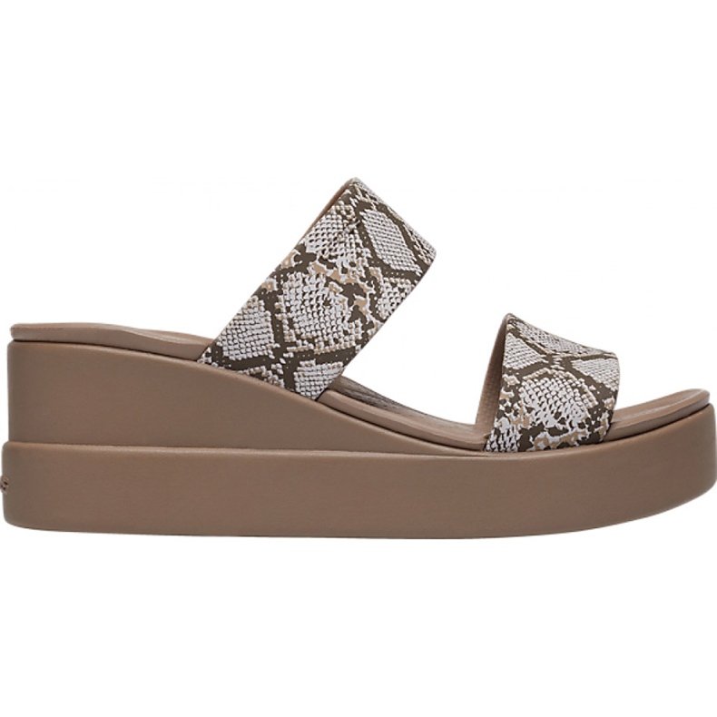 Chinelos femininos Crocs Brooklyn Mid Wedge W Multi Stucco 206219 93T bege