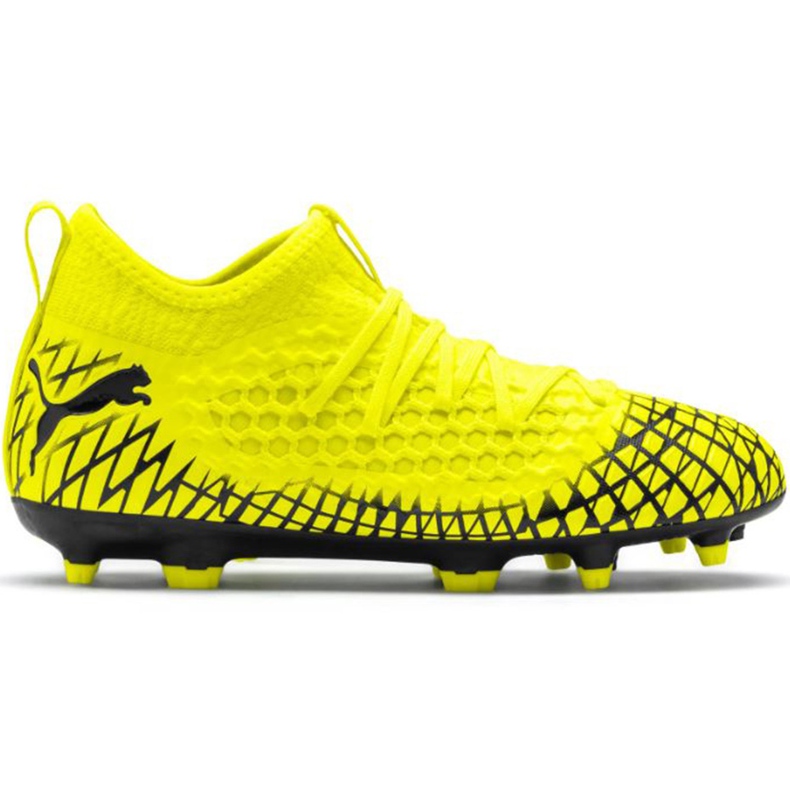 Botas de futebol Puma Future 4.3 Netfit Fg Ag Junior amarelo-preto 105693 03 multicolorido