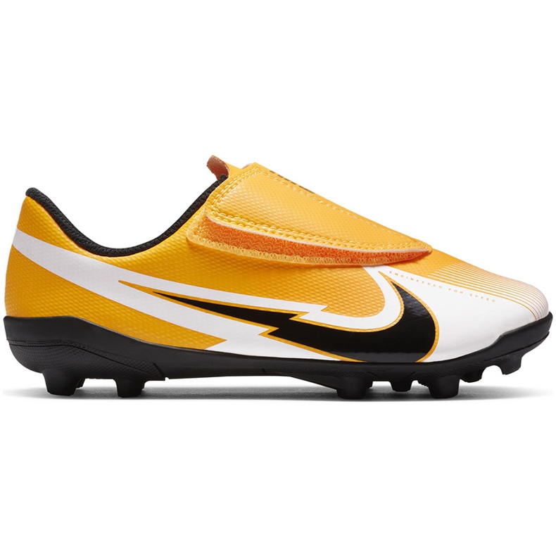 Chuteiras Nike Mercurial Vapor 13 Club Mg PS (V) Junior AT8162 801 laranja amarelo