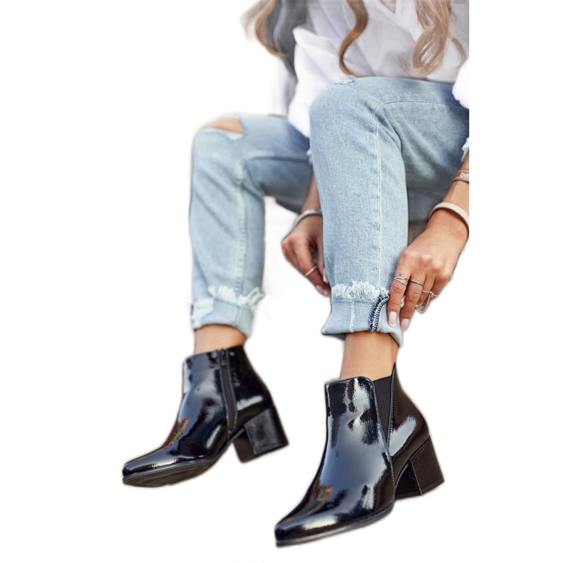 Botas femininas Sergio Leone Botas Laqueadas Chelsea Pretas BT621 preto