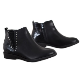 Small Swan Botas com estampa de cobra preta preto