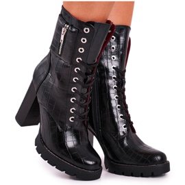 FE1 Botas femininas de salto alto preto Bregma