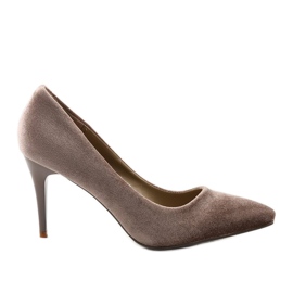 Sapatos cinza em um salto LEI-137 marrom