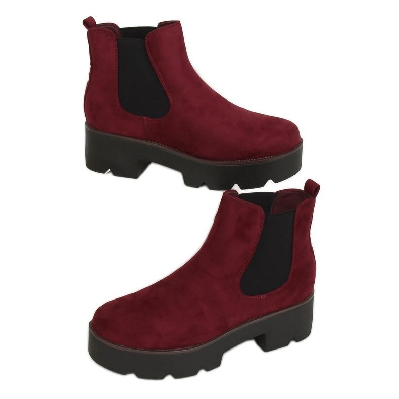 Botas Chelsea de sola alta 8B987 Wine vermelho