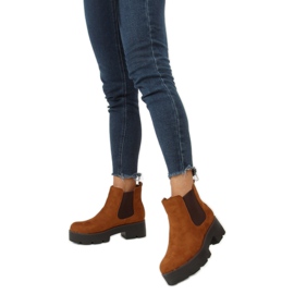 Botas Chelsea em camelo de sola alta 8B987 Camel marrom