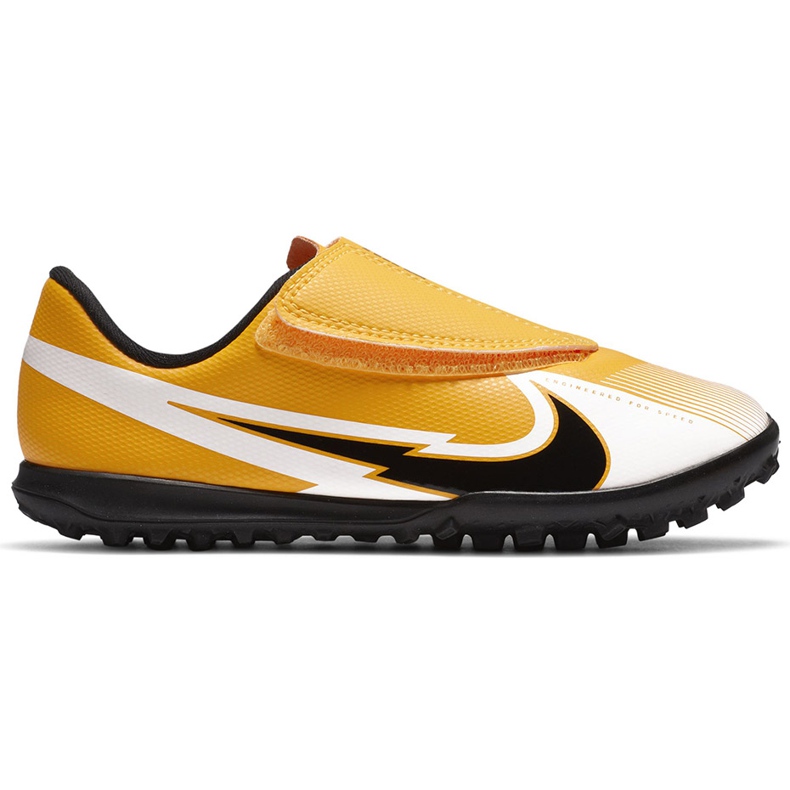 Chuteiras Nike Mercurial Vapor 13 Club Tf PS (V) Junior AT8178 801 laranja amarelo amarelo