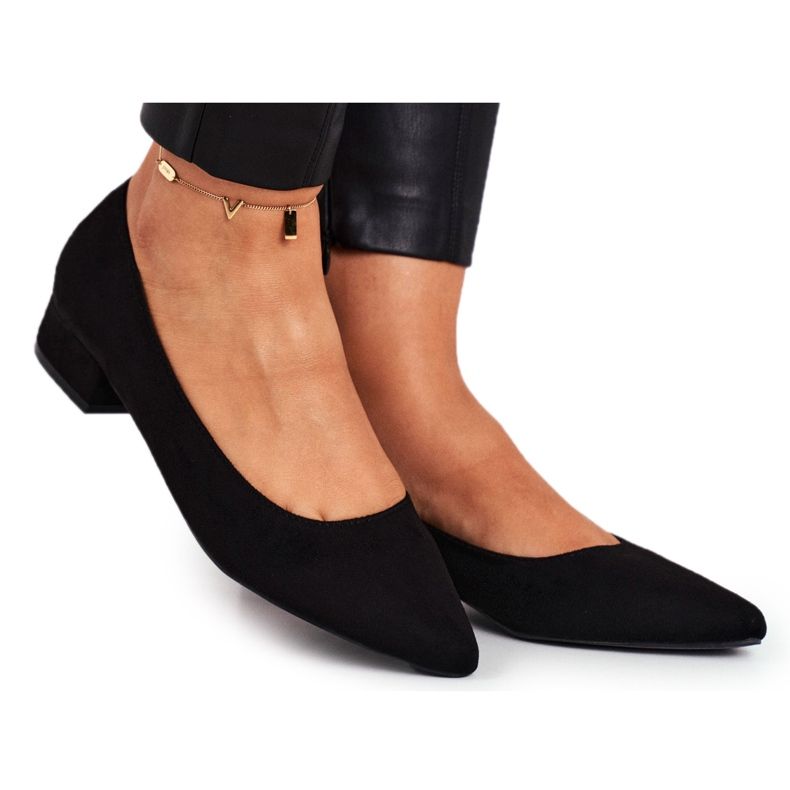 PS1 Bailarinas pretas de camurça feminina Elivia preto