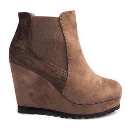 Botas de camurça em cunha 7-GK7851B marrom