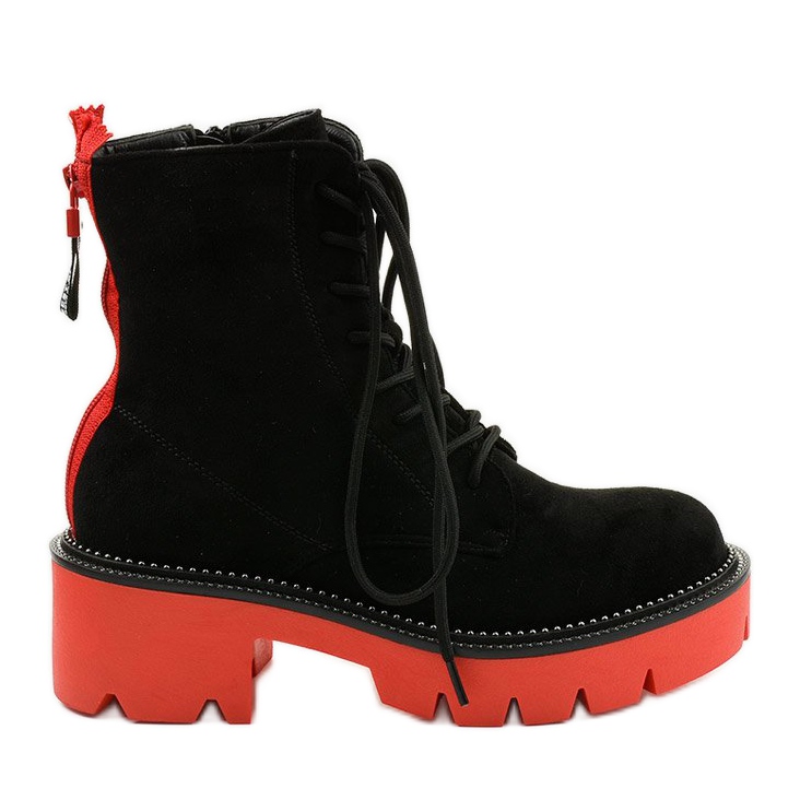 Botins centrífugos de camurça preta até o tornozelo preto laranja