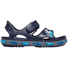 Sandálias infantis Crocs Crocs Fl Shark Band Sandália B azul marinho 206365 410 azul-marinho