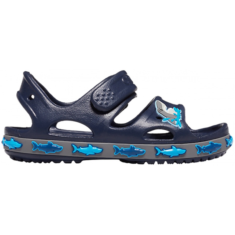 Sandálias infantis Crocs Crocs Fl Shark Band Sandália B azul marinho 206365 410