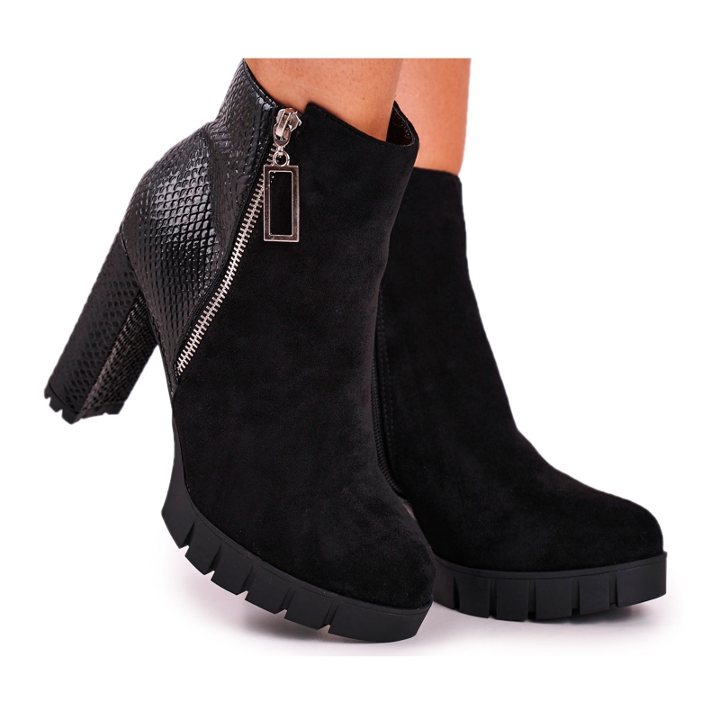 FB1 Botas de salto feminino pretas Cissy preto