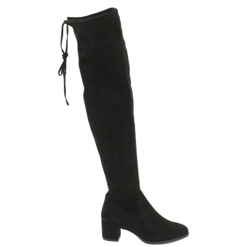 Botas de camurça de lycra femininas longas Sergio Leone KZ281 preto