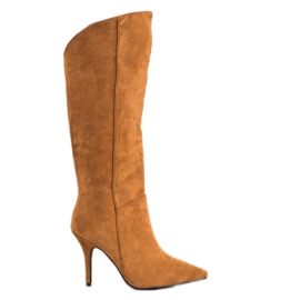 Seastar Botas de camurça com salto alto bege marrom