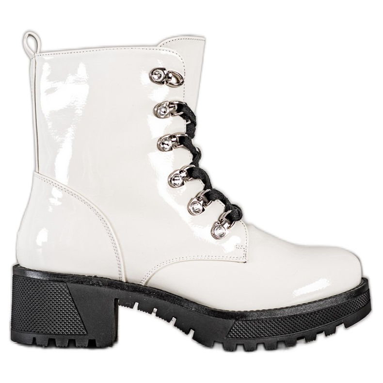 SHELOVET Botas lacadas a branco