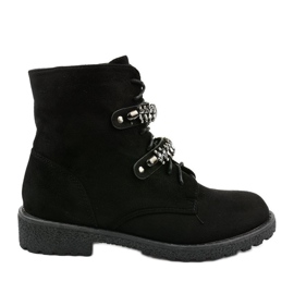 Botas pretas com listras decorativas de Ginoraya preto