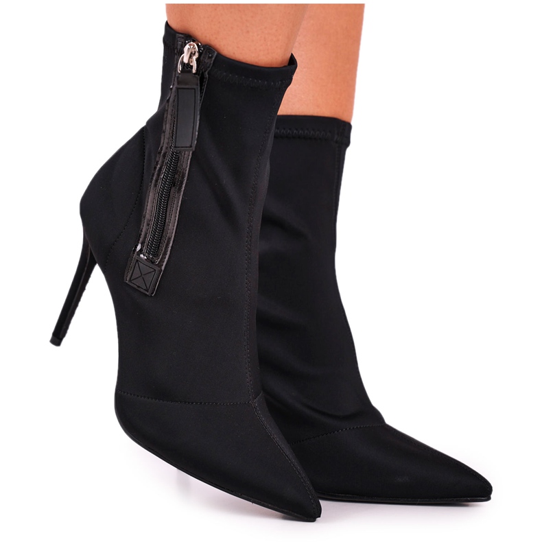 FG2 Botas femininas de salto alto Lycra preto Relase Me