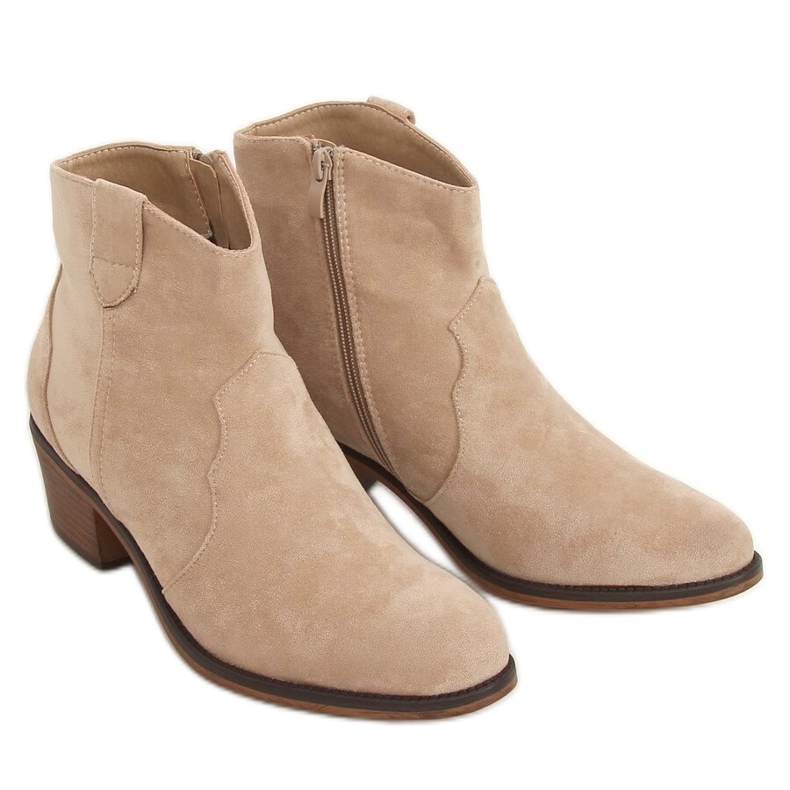 Botas de salto baixo bege 99-63 Taupe