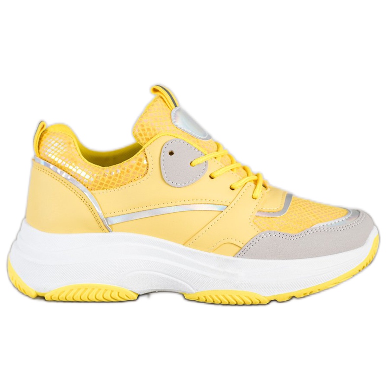 Ideal Shoes Tênis com plataforma casual amarelo