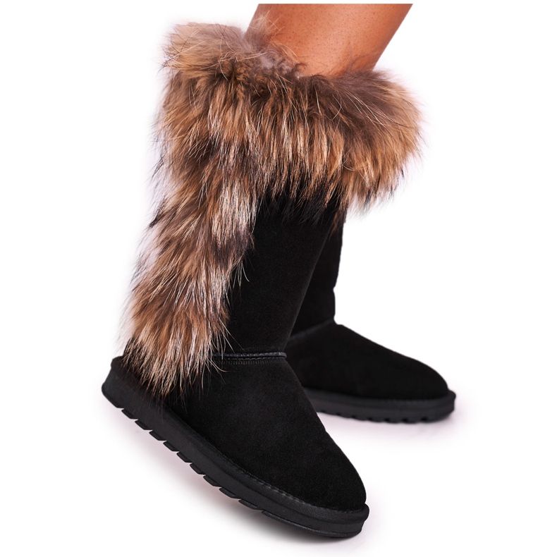 Botas femininas de neve com pele de camurça preta Balvin preto