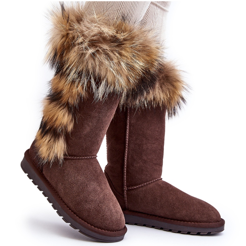 Botas de neve de couro quente feminino Camel Balvin castanho