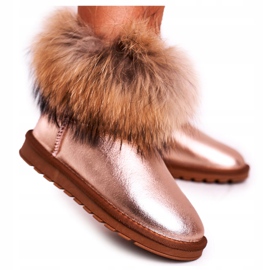 HAN Botas femininas de couro para neve com pele Champagne Snow Fox rosa