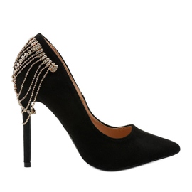 Sapatos tipo camurça preta com salto Silvermore preto