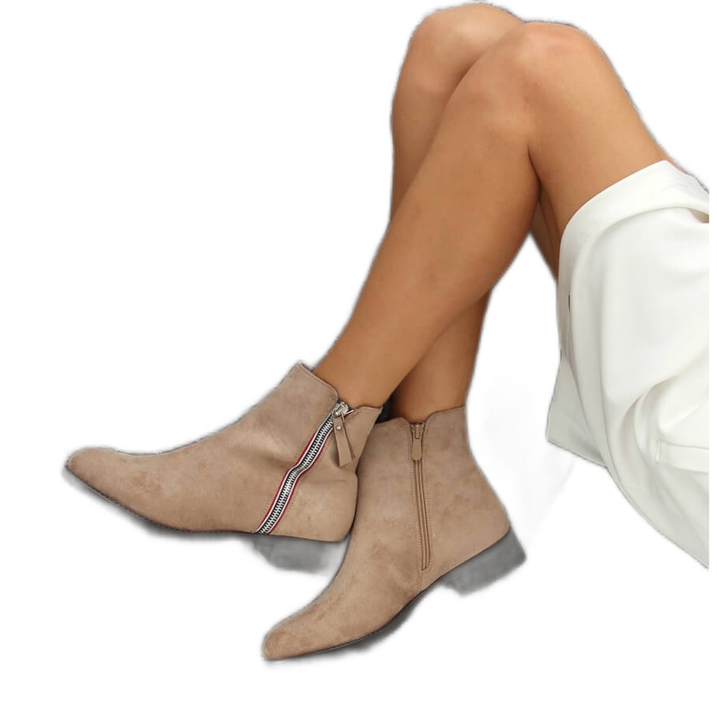 Botas femininas de tornozelo bege 168-287 LT.KHAKI cáqui