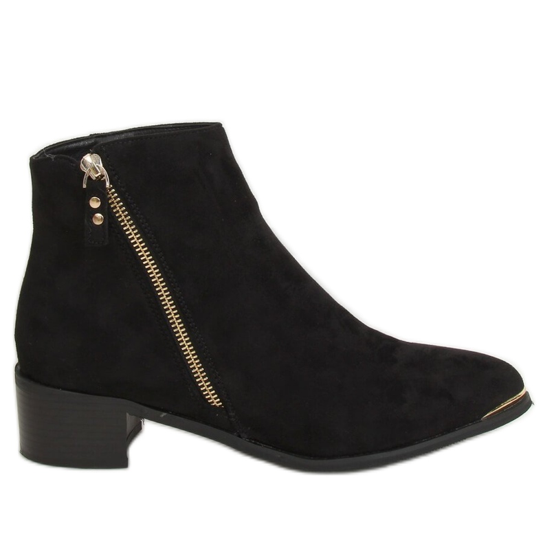 Botas Biqueira de camurça preta amêndoa 88168-1 Preta preto