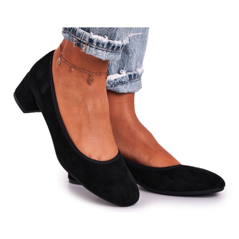 Bombas Femininas S.Barski Suede Black Milon preto
