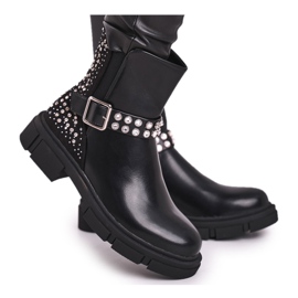 HAN Botas femininas com zircônia cúbica preta Giuliana preto
