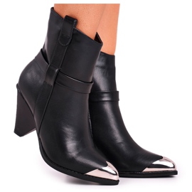 FG1 Botas altas femininas biqueira de aço preta eterna preto FG1 Botas altas femininas biqueira de aço preta eterna preto