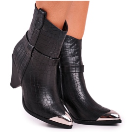 FG1 Botas femininas de biqueira de aço com estampa preta eterna preto FG1 Botas femininas de biqueira de aço com estampa preta eterna preto