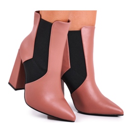 FG1 Botas femininas de salto rosa Good Vibes