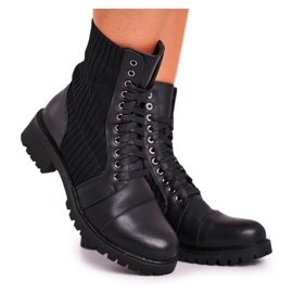 FG1 Botas femininas pretas Brielle com meia preto FG1 Botas femininas pretas Brielle com meia preto