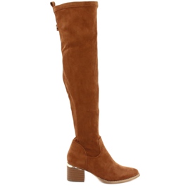 Botas compridas camurça lycra Evento 20KZ35-3330 Camel marrom amarelo