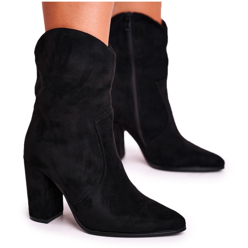 Ideal Botas femininas de salto alto Eco-camurça preta ecstasy preto