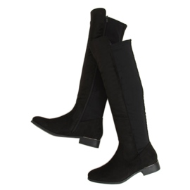 Botas de equitação com cano flexível, preto B0-281 Preto II Quality