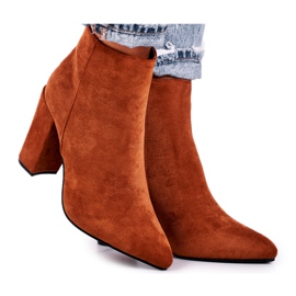 FW1 Botas femininas de salto Suede Camel Sharks marrom