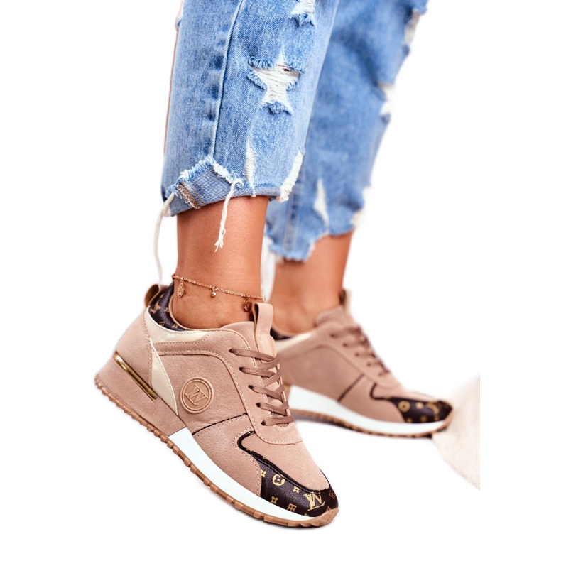 Sapatos esportivos femininos bege dourado Clementine Elements castanho