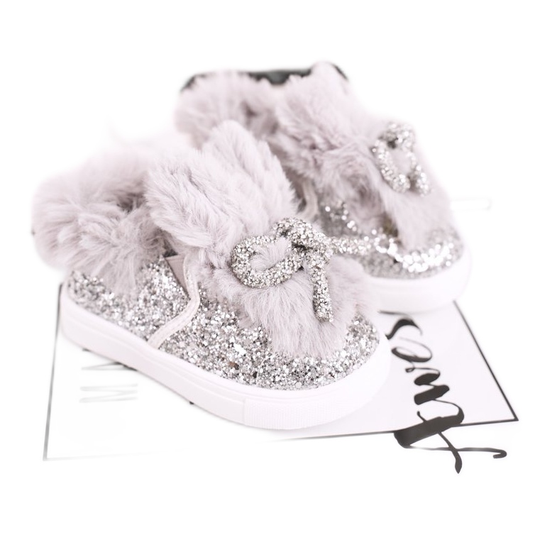 FRROCK Tênis cinza Mumi cinza quente infantil prata